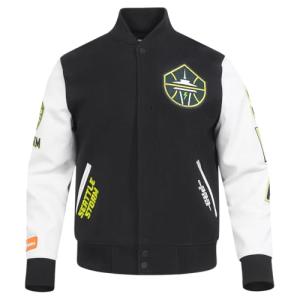 Pro Standard MENS WNBA SEATTLE STORM CLASSIC CHENILLE VARSITY JACKET BLACK/WHITE M60030 M