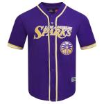 Pro Standard Mens WNBA Los Angeles Sparks Mesh Button Down Mesh Top Purple/Yellow XL