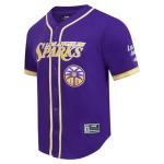 Pro Standard Mens WNBA Los Angeles Sparks Mesh Button Down Mesh Top Purple/Yellow XL