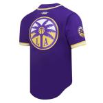 Pro Standard Mens WNBA Los Angeles Sparks Mesh Button Down Mesh Top Purple/Yellow XL