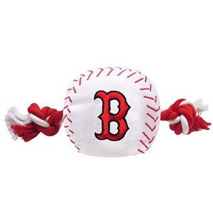 MLB BOSTON RED SOX Baseball Rope Toy for DOGS & CATS. Tough nylon, Sporty Baseball Design, Heavy-duty ropes with Inner SQUEAKER