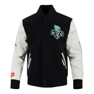 Pro Standard MENS WNBA NEW YORK LIBERTY CLASSIC CHENILLE VARSITY JACKET BLACK/WHITE M60030 XL