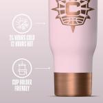 Hydrapeak x WNBA Officially Licensed Connecticut Sun 40 oz Voyager with Handle and Sip and Straw Lid, Leakproof Insulated Tumbler, Cup Holder Friendly