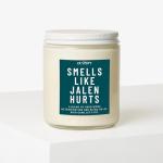 Smells Like Jalen Hurts Candle – Football Inspired Scented Candle – Iced Vanilla Woods Fragrance – Hand-Poured Soy Wax – Gift for Fans, Home Decor, Man Cave, Game Day Essential