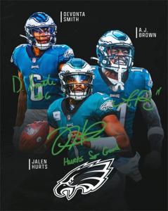 Ikonic Fotohaus Jalen Hurts AJ Brown Devonta Smith Signed Photo Autograph Print Wall Art Home Decor