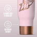 Hydrapeak x WNBA Officially Licensed Phoenix Mercury 40 oz Voyager with Handle and Sip and Straw Lid, Leakproof Insulated Tumbler, Cup Holder Friendly