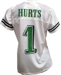 Custom Womens Blinged Football White Mesh Jersey Jalen Hurts Size Large