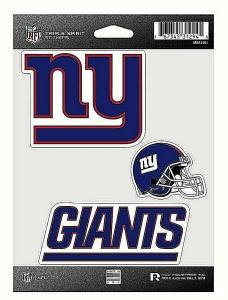 Rico Industries NFL Die Cut 3-Piece Triple Spirit Sticker Sheet, New York Giants , 5 x 7-inches