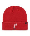 47 Cincinnati Bearcats Mens Womens Raised Cuff Knit Stretch Fit Red Beanie with Team Color Logo