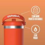 Hydrapeak x WNBA Officially Licensed WNBA 32 oz Nomad Tumbler with Handle and Straw Lid, Leakproof Stainless Steel Water Bottle