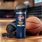 Hydrapeak x WNBA Officially Licensed WNBA 32 oz Nomad Tumbler with Handle and Straw Lid, Leakproof Stainless Steel Water Bottle