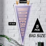 Gueevin 12 x 30 Inches Pennant Holder Clear Plastic Pennant Flag Frame Rigid Pennant Flag Holder for Displaying 12x30'' Pennant(5 Pcs)