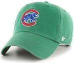 '47 MLB Kelly Green Primary Logo Clean Up Adjustable Strap Hat Cap, Adult One Size Fits All (Chicago Cubs)