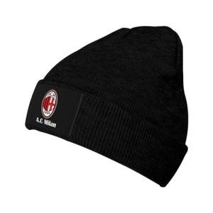 A.C Milan Wool Cap for Men and Women Lined Knit Warm Hats Cool Hat Warm Outdoor Hat Black