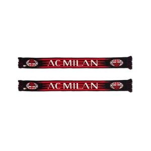 AC Milan Official Scarf, Horizontal Gradient Lines Graphics and Written, English Tubular Processing, Acrylic, Black, Red, One Size