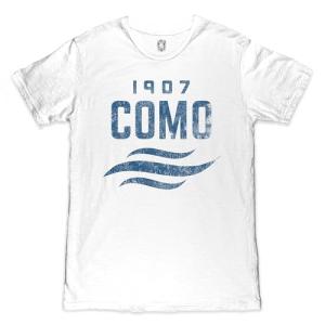 Como 1907 Mono Badge Premium Vintage Cotton Slub T-Shirt - White (US, Alpha, Medium, Regular, Regular, White)