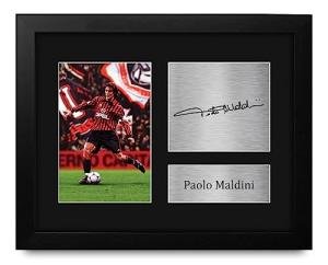 HWC Trading Paolo Maldini AC Milan Framed Gifts Printed Signed Autograph Picture for Fans and Supporters - US Letter Size