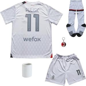 BIRDBOX Youth Sportswear Milan Christian Pulisic 11 Kids Away White Soccer Jersey/Shorts Bag Keychain Football Socks Set (White, 26)