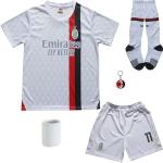 BIRDBOX Youth Sportswear Milan Christian Pulisic 11 Kids Away White Soccer Jersey/Shorts Bag Keychain Football Socks Set (White, 28)