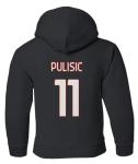 GamesDur Soccer Star Player Jersey Style Milan #11 Pulisic Youth Hooded Sweatshirt (Black, Youth Small)