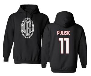 GamesDur Soccer Star Player Jersey Style Milan #11 Pulisic Unisex Hooded Sweatshirt (Black, Medium)