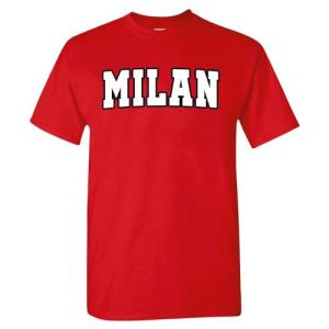 Milan - World Soccer Retro Club Men's Fan T-Shirt (Red T-Shirt,M)