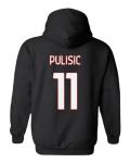 GamesDur Soccer Star Player Jersey Style Milan #11 Pulisic Unisex Hooded Sweatshirt (Black, Medium)