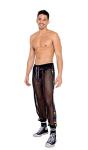 Roma Pride Collection Men’s Sheer Fishnet Jogging Pant, Black/Multi, Large
