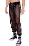 Roma Pride Collection Men’s Sheer Fishnet Jogging Pant, Black/Multi, Small