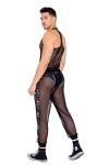 Roma Pride Collection Men’s Sheer Fishnet Jogging Pant, Black/Multi, Large
