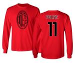 Soccer Star Player Jersey Style Milan #11 Pulisic Long Sleeve T-Shirt (Red, Large)