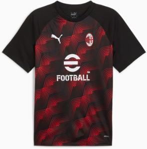 PUMA Men's AC Milan Pre-Match Jersey - Moisture Wicking Soccer Shirt for Fans (US, Alpha, Medium, Regular, Regular, Black/Red)