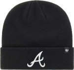 47 MLB Unisex-Adult Primary Logo Cuffed Knit Primary Logo Black Beanie Hat Cold Weather Hat, One Size - Atlanta Braves Black