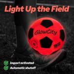 GlowCity Glow in The Dark Soccer Ball | Light Up Indoor/Outdoor Soccer Ball with 2 LED Lights | Pre-Installed Batteries | Fun Gift for Teens