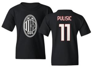 GamesDur Soccer Star Player Jersey Style Milan #11 Pulisic Youth Unisex T-Shirt (Black, Youth Large)