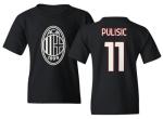 GamesDur Soccer Star Player Jersey Style Milan #11 Pulisic Youth Unisex T-Shirt (Black, Youth Large)