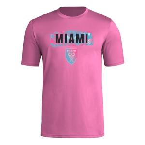 adidas Men's Inter Miami CF MLS Short Sleeve T-Shirt, Pink Miami, Large