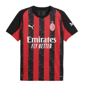 PUMA Mens Ac Milan Home Crew Neck Short Sleeve Jersey Casual - Black, Red - Size XL