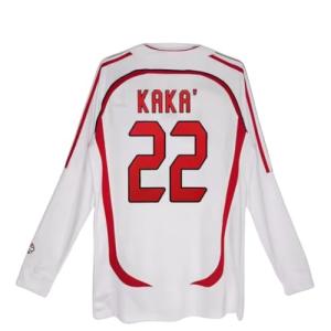 Milan Kaka #22 Retro White Long Sleeve 06/07 Soccer Jersey for Men Fan Version (US, Alpha, X-Large, Regular, Regular, Retro)