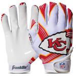 Franklin Sports Kansas City Chiefs Youth Football - Receiver Gloves for Kids - NFL Team Logos and Silicone Palm - Youth S/XS Pair
