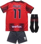 KWFOM Milan Pulisic #11 Home Limited Edition Kids Soccer Jersey Kit with Shorts/Socks Set Youth Sizes (Red/Black, 24)