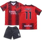 KWFOM Milan Pulisic #11 Home Limited Edition Kids Soccer Jersey Kit with Shorts/Socks Set Youth Sizes (Red/Black, 24)