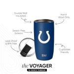 Simple Modern Officially Licensed NFL Indianapolis Colts 16oz Travel Coffee Tumbler with Flip Lid | Stainless Steel Cup | Football Gifts for Men, Women | Voyager Collection | Indianapolis Colts