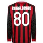 Milan Ronaldinho #80 Retro 09/10 Long Sleeve Soccer Jersey for Men Fan Version (US, Alpha, XX-Large, Regular, Regular, Retro)