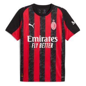 PUMA Mens Ac Milan Home Crew Neck Short Sleeve Jersey Casual - Black, Red - Size XL