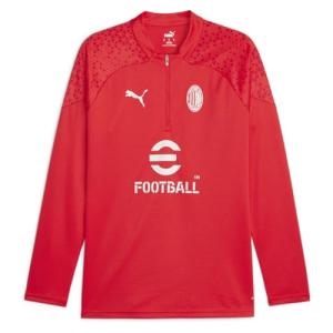 PUMA Mens Ac Milan Crew Neck Long Sleeve Quarter Zip Shirt Casual Tops Casual - Red - Size XL