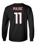 GamesDur Soccer Star Player Jersey Style Milan #11 Pulisic Long Sleeve T-Shirt (Black, Large)
