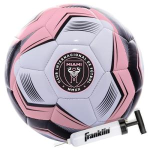 Franklin Sports MLS Miami FC Soccer Ball - Official Size 5 Soccer Ball - Soft Abrasion Resistant Cover - Official Size and Weight Soccer Ball - Air Pump Included, Team Specific