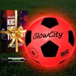GlowCity Glow in The Dark Soccer Ball | Light Up Indoor/Outdoor Soccer Ball with 2 LED Lights | Pre-Installed Batteries | Fun Gift for Teens