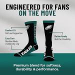 For Bare Feet NFL PHILADELPHIA EAGLES MVP Crew Sock Team Color Large